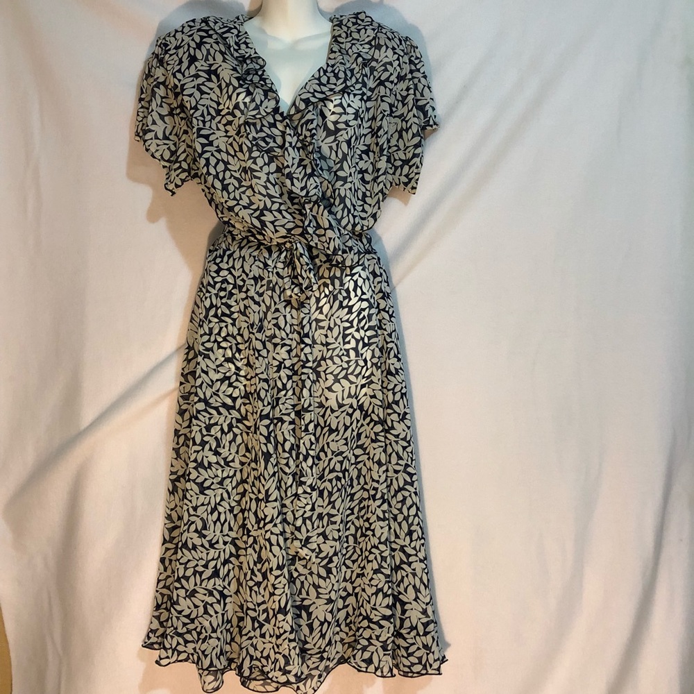 Navy and White Floral Dress
